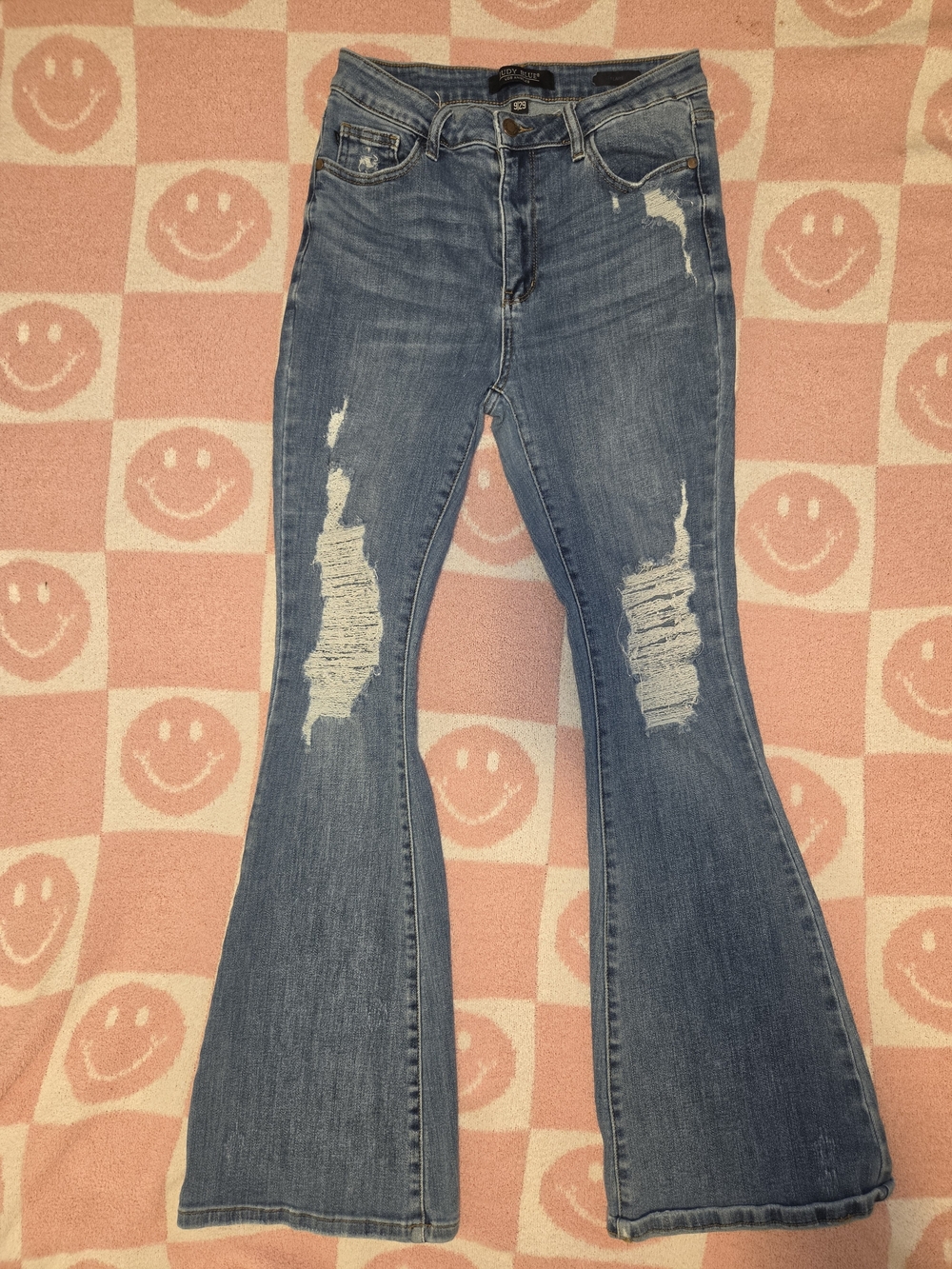Judy Blue Medium Wash Distressed Flare Jeans